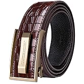 Barry.Wang Designer Mens Belts Leather Ratchet 1 3/8" Adjustable Sliding Buckle Dress Belt Automatic Strap Golf Business