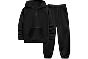 NECIOUS Boys Clothes 2 Piece Long Sleeve Quarter Zip Hoodie Sweatshirt and Sweatpants Fall Winter Sweatsuit 6-12Y