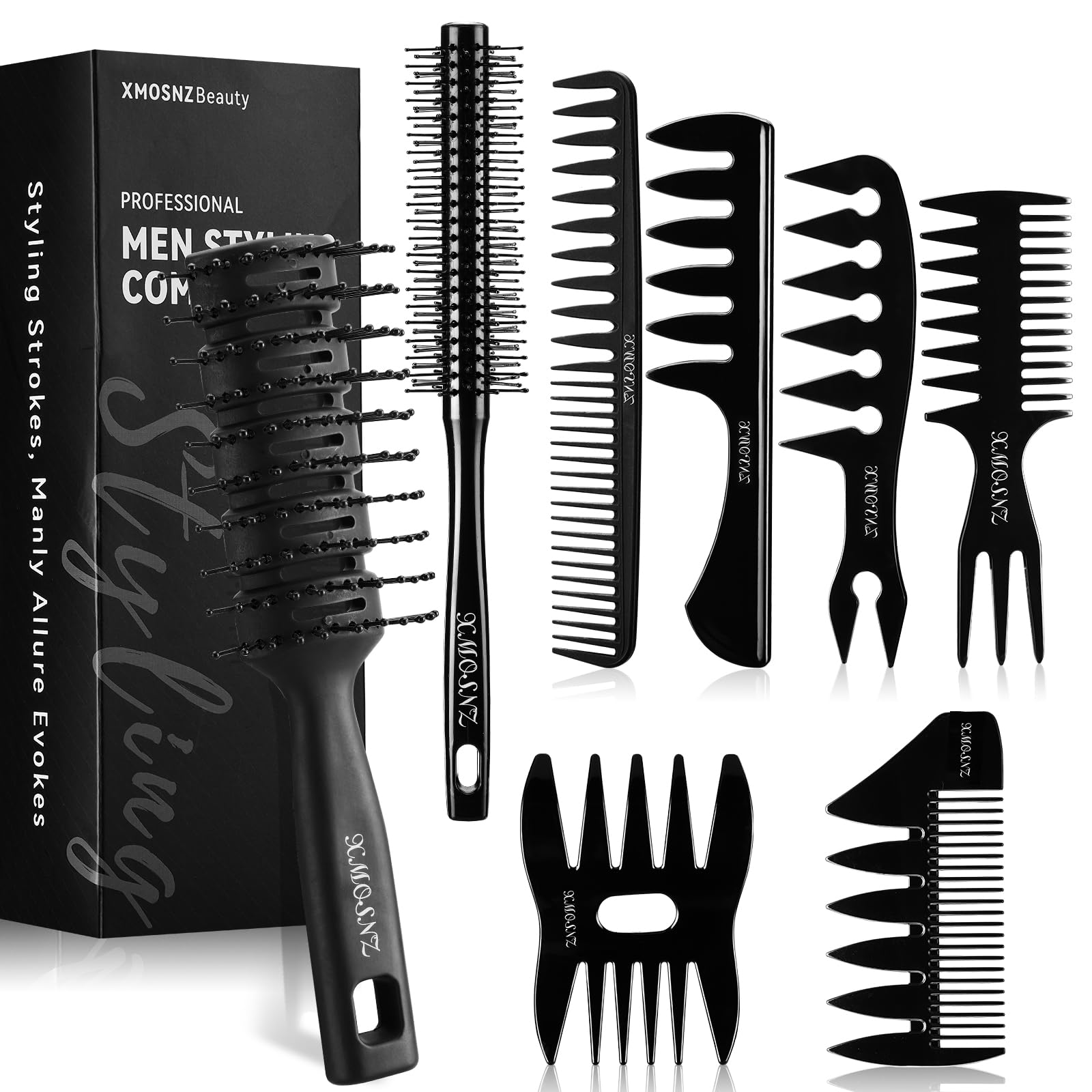 Photo 1 of (incomplete) 8pcs Hair Comb for Men Curly Hair Brush