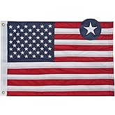 Bradford American Flag 12x18 Inches Embroidered Small American Boat Flag Double Sided USA US United Flags for Outside with 2 Brass Grommets and 4 Stitching Rows Boat Cabin Decoration