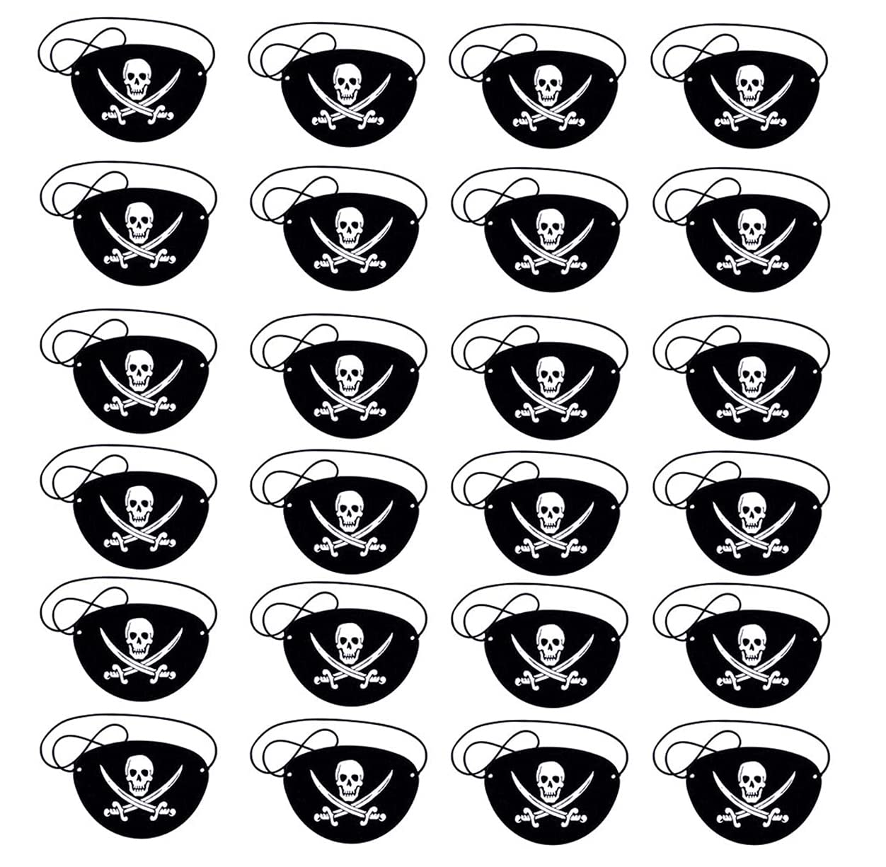 KAIAIWLUO Pirate Eye Patches,24 PCS One Eye Skull Eyepatch Adjustable Felt Halloween Eye Mask Black Eyepatches for Adults Kids Cosplay Party Halloween Masquerade Dress Up