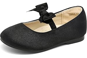 DREAM PAIRS Girls Dress Shoes Mary Jane Flower Girl Bow Ballet Flats for Wedding Party Toddler/Little Kid