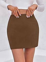 Wenrine Womens Mini Skirt High Waisted Basic Casual