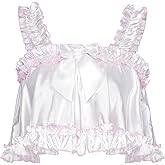 Satini Lingerie Satin Sissy Rolled Hem Edge Frilly Cami Top