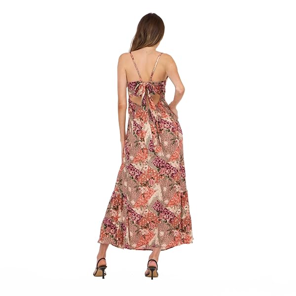 FOREVER 21 WOMEN’S SPAGHETTI STRAP DRESS WITH TIE BACK, TAUPE, M