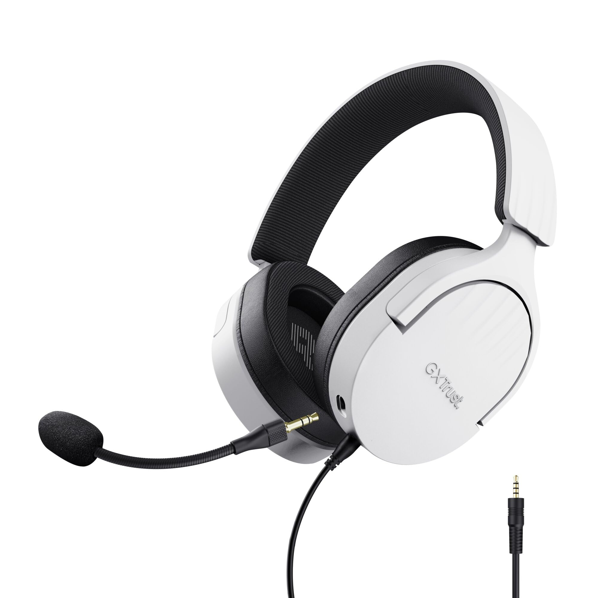 Trust Gaming GXT 489 Fayzo Gaming Headset for PC, PS5, PS4, Xbox Series X|S, Switch, Mobile, 3.5 mm Jack, 35% Recycled Plastics, Over-Ear Wired Headphones with Noise Cancelling Microphone - White