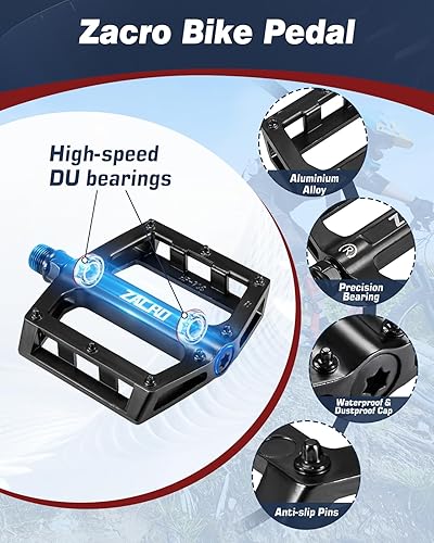 Zacro Mountain Bike Pedals with High-Speed DU Sealed Bearings