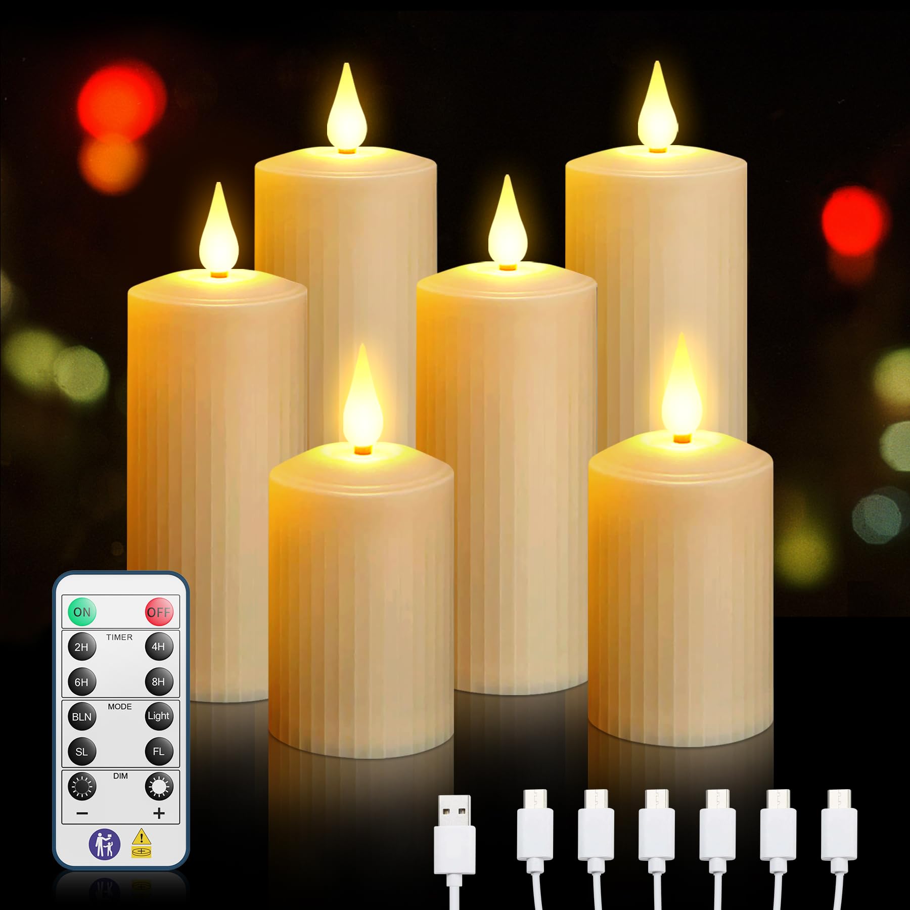 Forever Speed Rechargeable LED Candles,Pack of 6 Flickering Flameless Candles with Remote Control,Waterproof Function,Rechargeable Candles Flickering for Weddings,Home Christmas Decoration