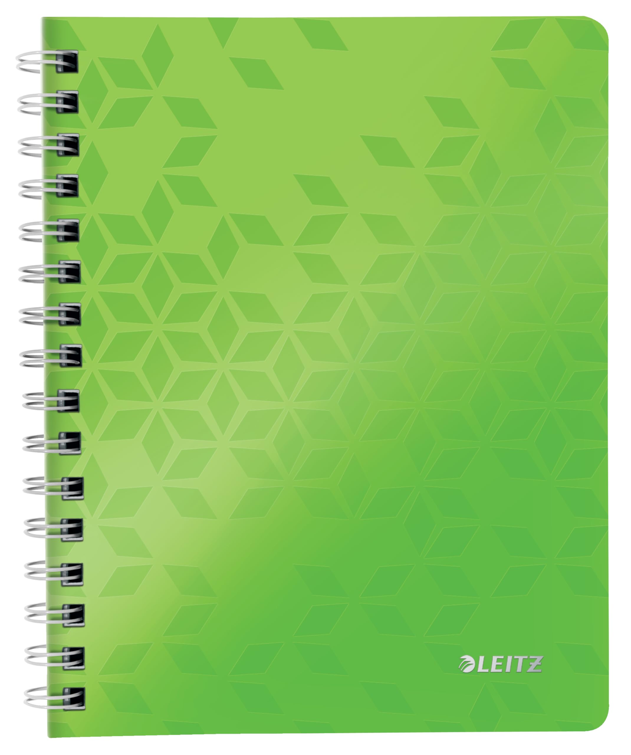 Leitz 46390054 A5 Flexible Cover Notebook, Wire Bound, 80 Sheets, Ruled, 90 gsm Ivory Paper, WOW Range, Green