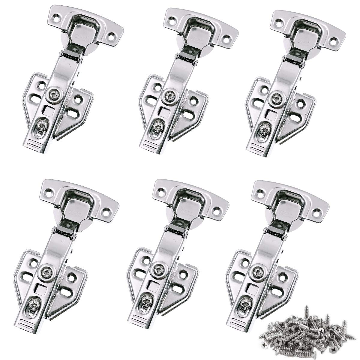 JZK 6X Close Kitchen Cabinet Door Hinges 35mm 110 Degree + Screws, Corner Hinge for Kitchen, Bedroom, Bathroom Cabinet Cupboard Wardrobe Bookcase
