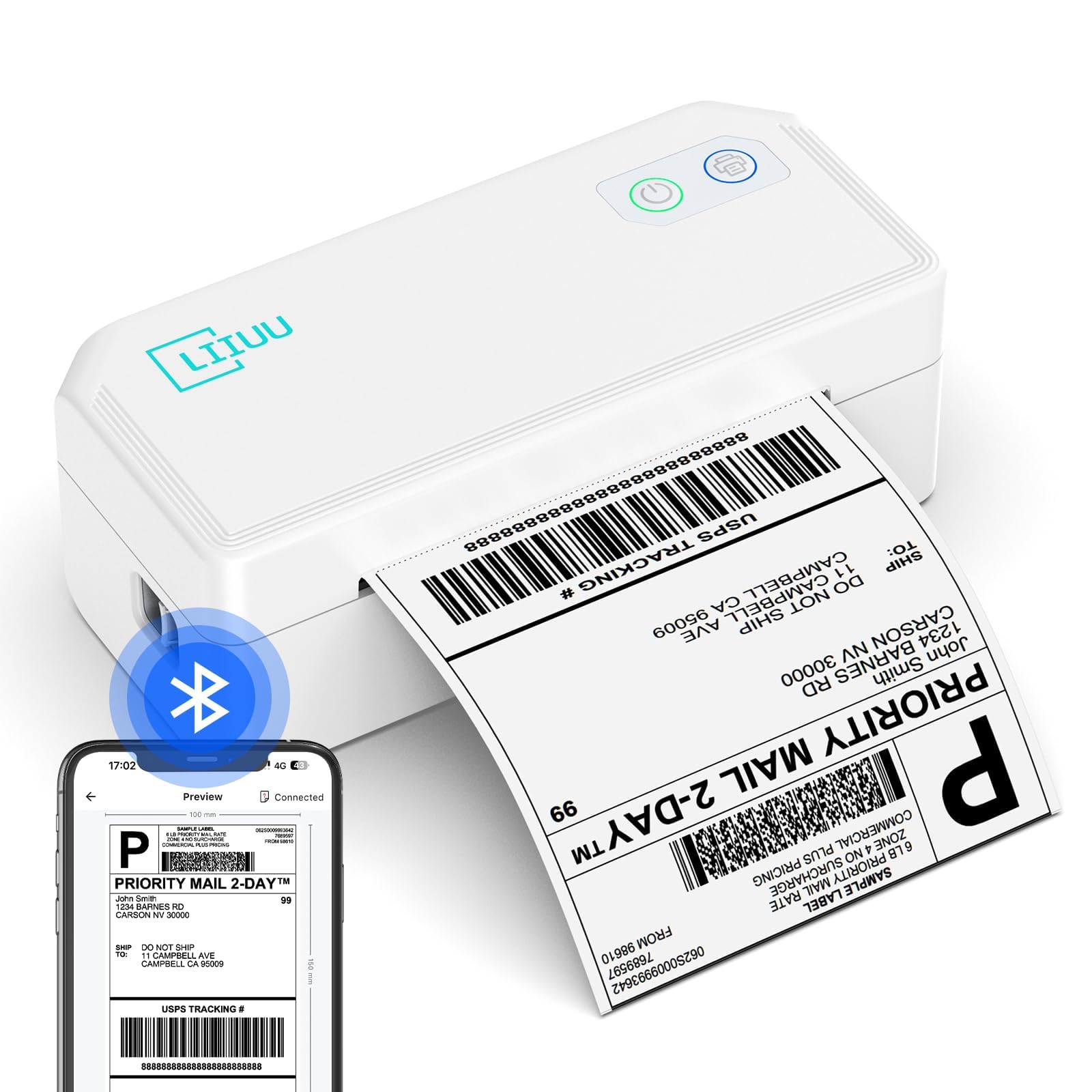 Photo 1 of Thermal Shipping Label Printer, 4x6 Bluetooth Label Printer for Shipping Packages Small Business Mailing, Support iOS, Android, Mac, Windows, Chrome, Used for UPS, USPS, Ebay, Etsy, Amazon