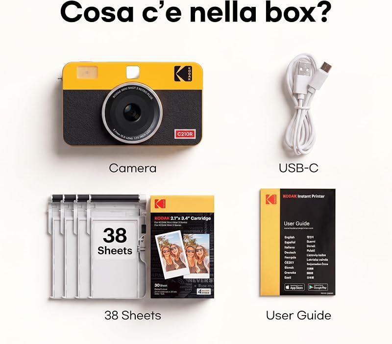 Mini Shot 2 Retro Fotocamera Istantanea 5x7,6cm, 38 Fogli, Bianco