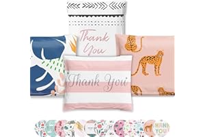 A LA MODE MAILERS TOPPED WITH STYLE. 12.5x15 Poly Mailers 50 Pack | Variety Sample Pack 1 | Large Reusable Shipping Supplies Envelopes | Plastic Small Business Clothing Mailing Bags | Self Seal Cute Pink Thank You Floral