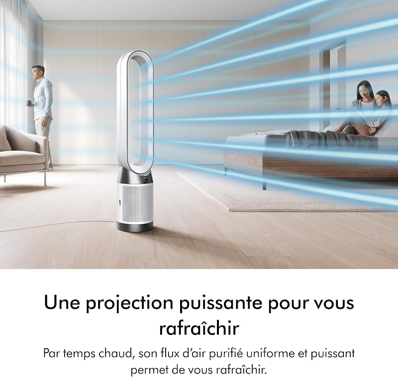 Purifier Cool PC1 ventilateur, purificateur d’air avec flux d’air rafraîchissant puissant (Blanc/Argent)