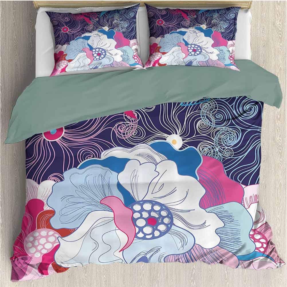 Floral Bedding 3Piece Queen Bed Sheets Set, Soft