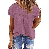 BETTE BOUTIK Women Boho Tops Short Sleeve Summer Flowy Shirts Dressy Casual Loose Trendy Blouses