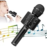 KIDWILL Wireless Bluetooth Karaoke Microphone for Kids and Adults, 5-in-1 Portable Handheld Karaoke Mic Speaker Player Recorder with Adjustable Remix FM Radio for Girls Boys Teens Adults