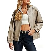 Casly Lamiit Women's Faux Leather Jacket Oversized Winter Stand Collar Double Zipper Casual Motorcycle Bomber Coat Outwear