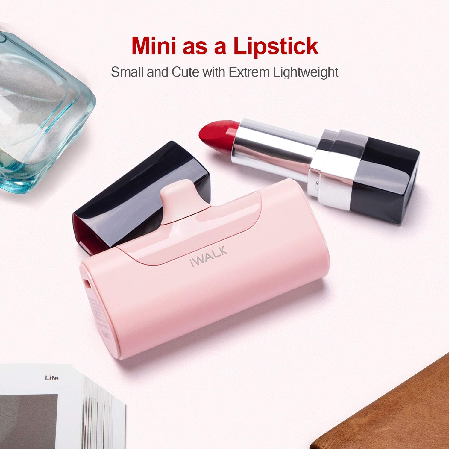 iWALK Mini Portable Charger 4500mAh Ultra-Compact Power Bank Small and Cute Battery Pack Compatible with iPhone 14/13/13 Pro/13 Pro Max /12/12 Pro/12 Pro Max/11 Pro/XR/X/8/Plus,Airpods and More,Pink - Image 5