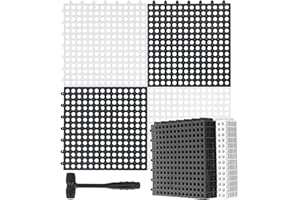 Drydiet 12 Pack Interlocking Floor Tiles with 1 Pc Plastic Hammer 12" x 12" Drainage Tiles Modular Floor Tiles Non Slip Splic