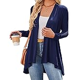 Bluetime Women's Open Front Cardigan Sweaters Lightweight Long Sleeve Drape Knit Cardigans with Pockets (S-3XL)