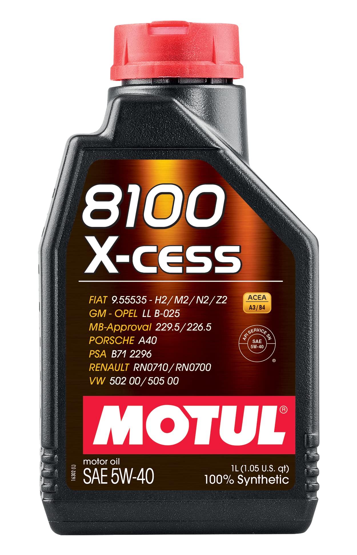 Motul 102784 | Motul 8100 X-cess 100% Synthetic Engine Oil for Petrol & Diesel Vehicles | Fully Synthetic Car Engine Oil | SAE J 300, 5W-40 | 1 Litre