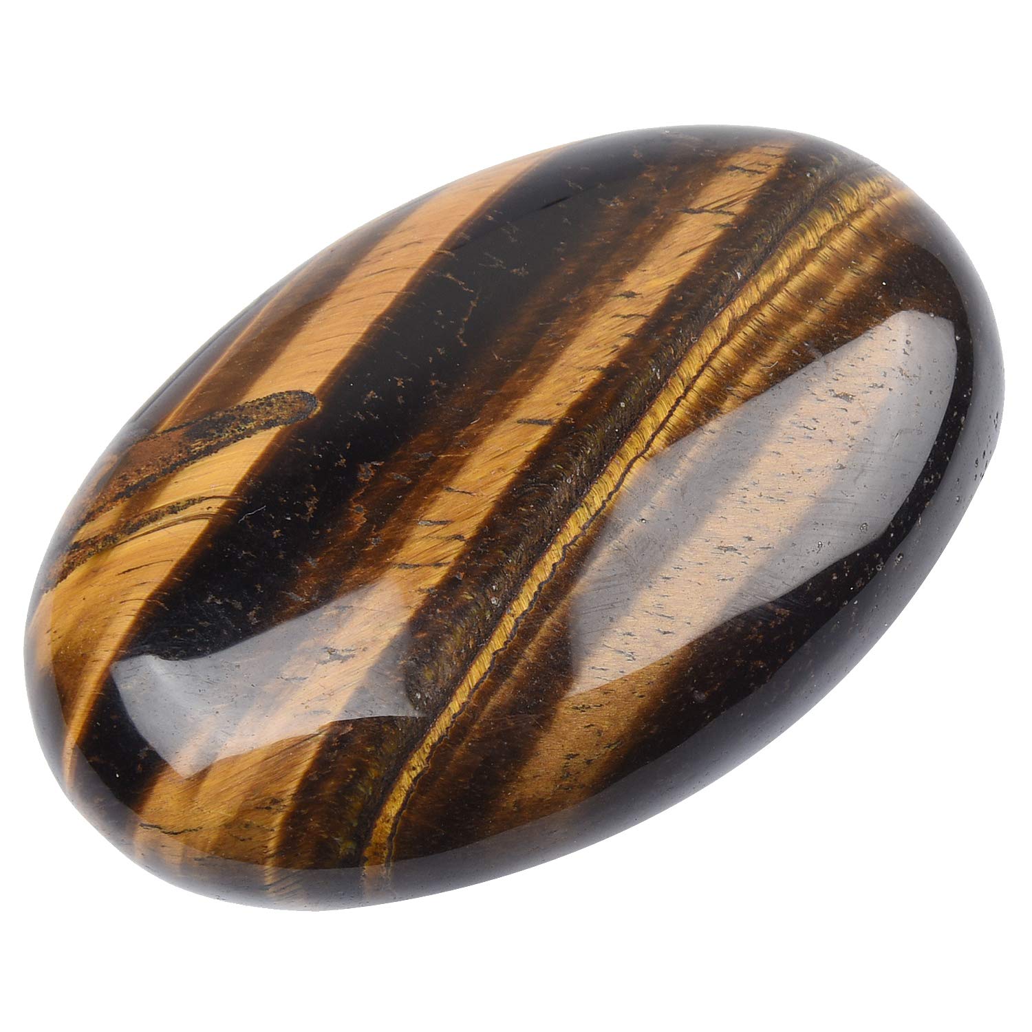 June&Ann Natural Tiger's Eye Palm Stones, Healing Gemstone Therapy Worry Crystal Stones for Meditation Chakra Balancing Collection, Oval Shape