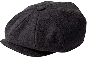 JANGOUL Men Wool Blend 8 Panel Newsboy Cap Tweed Cabbie Hat Snap Brim