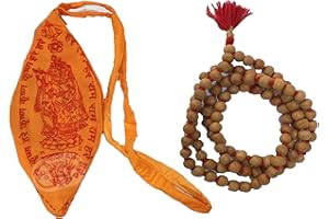 GRI9 Tulsi Holy Basil Prayer Beads Japa Mala Necklace 108 Beads Hand Knotted Tulsi Jaap Mala with Jaap Bag, Meditation and Yoga Accessory Blessed & Energized Hindu Tibetan Buddhist Subha Rosary