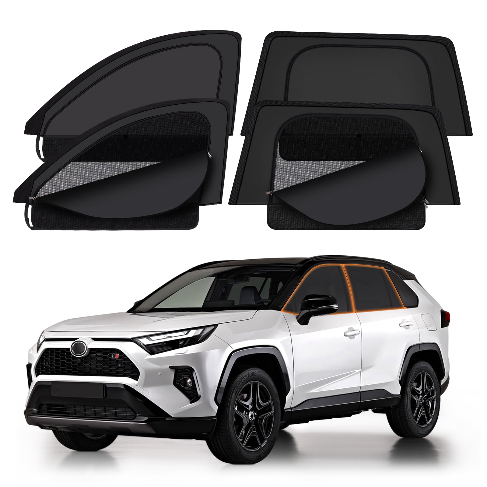 Photo 1 of XCBYT 2019-Present RAV4 Sunshade Dual Purpose Car Window Covers with Breathable Mesh Insulate Heat 99% Sun UV Blackout Keeps Cool Privacy Curtains for Breastfeeding, Napping, Dressing, Camping
