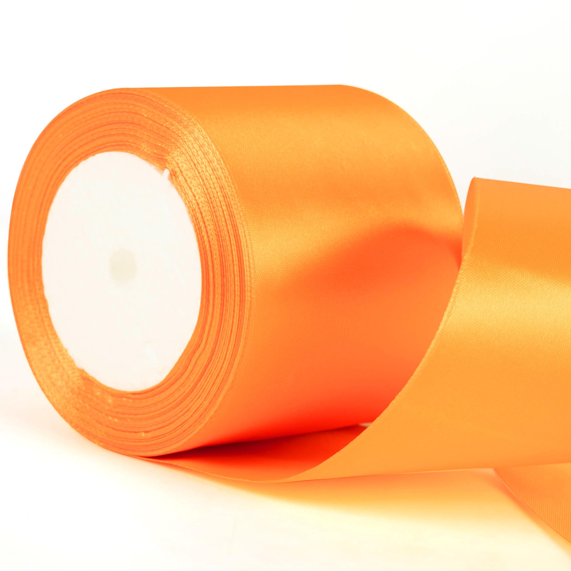 22m x 75mm Wide Orange Ribbon Thick Helloween Satin Ribbon, 3 inch Thick Orange Ribbon for Gift Wrapping Wedding Car Halloween Xmas Birthday Present Cake Hair Bow Florist Bouquet Crafts Decorations