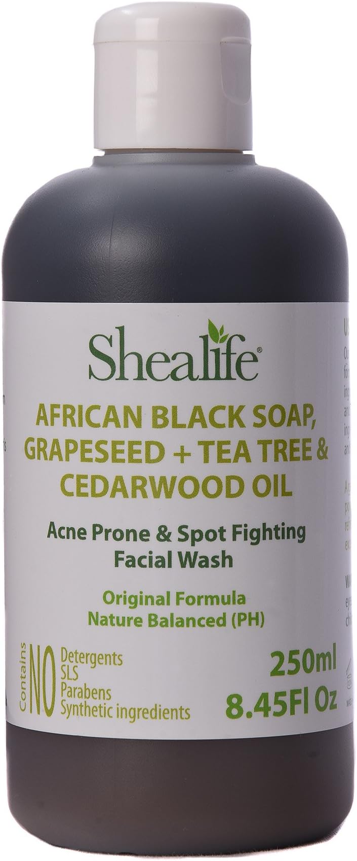 Shealife African Black Soap Liquid Face Wash Grapeseed Tea Tree Cedarwood Acne