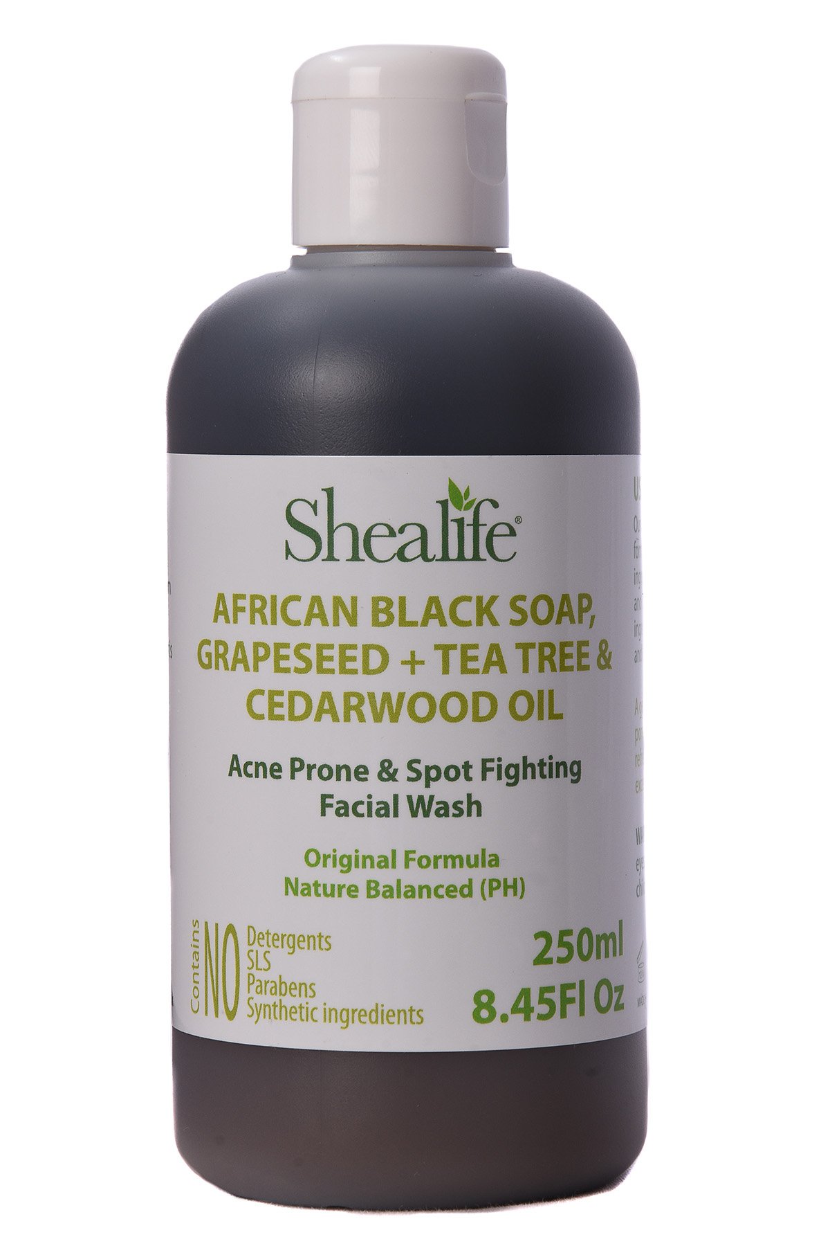 African Black Soap Liquid, Grapeseed & Tea Tree & Cedarwood Oil. Face wash For Acne & Pimples, 250ml