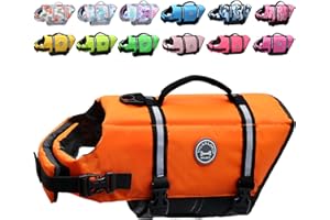 VIVAGLORY Rip Stop Dog Life Vest, Swimming Vest with Handle, Buoyancy for Doggy Puppy, Dog Life Jacket for Swimming & Boating, XXS, Bright Orange
