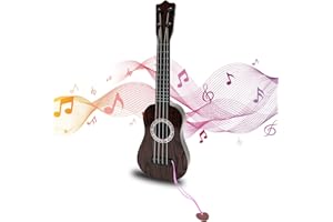 EOOLEOW 16 Inch Kids Toys Ukulele Guitar - 4 Strings Ukulele Musical Instruments Educational Toy with Picks, Mini Guitar Toddler Toys for Boys and Girls (Brown Color)