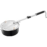 Campfire Popcorn Popper - Old Fashioned Popcorn Maker with Telescoping Handle - Camping Gear by Great Northern Popcorn (Black