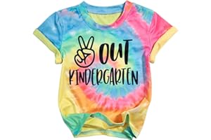 LOTUCY Kindergarten Graduation Shirt for Kids Girls Boys Peace Out Kindergarten Tee 2025 Last Day of School T-Shirt