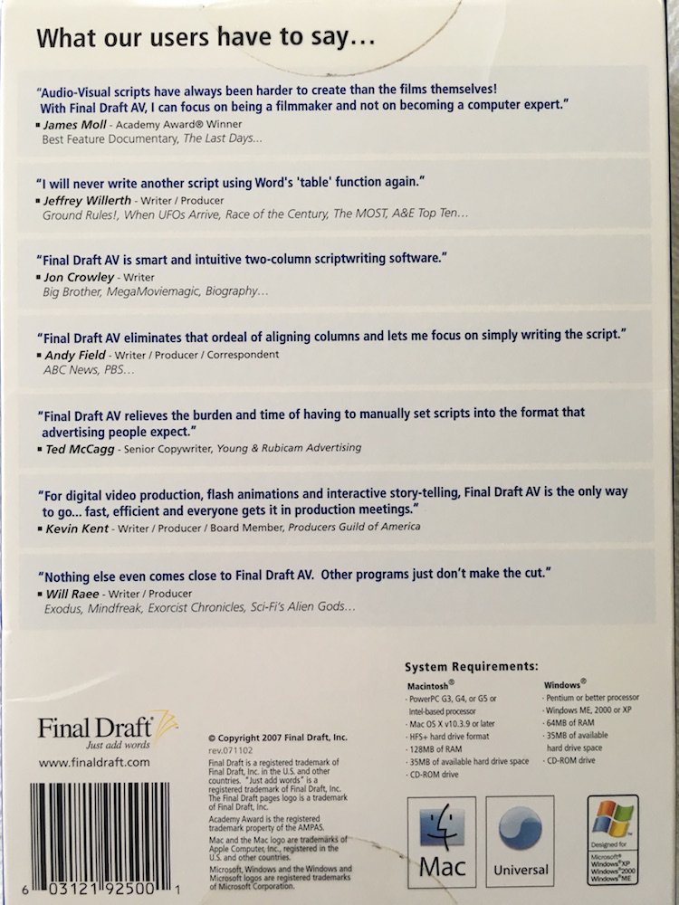 Amazon Com Final Draft Av 2 5 Win Mac