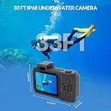 mafiti 4K Underwater Camera 33FT Waterproof Dual Screen 48MP 18x Zoom Black view 2