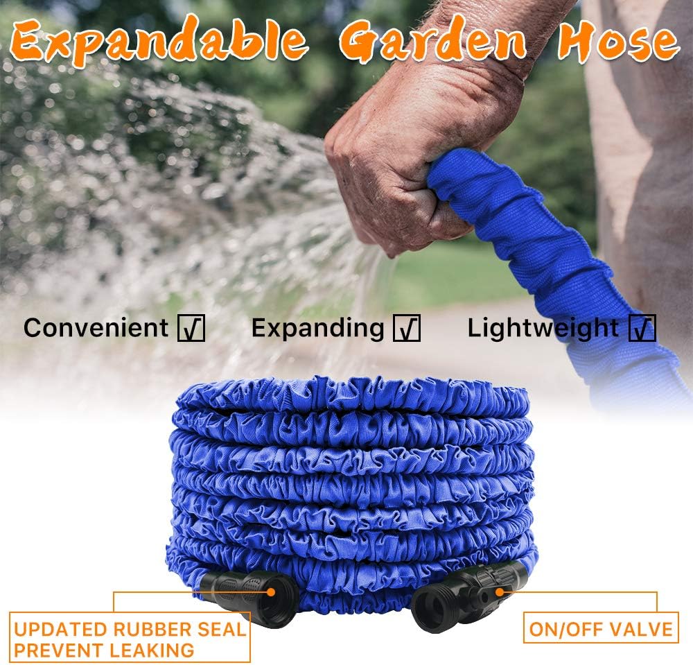 Garden Hose, Water Hose, Upgraded 50FT Flexible Pocket Expandable Garden Hose with 3/4" Fittings, Triple-layer Core, Flexi Expanding Hose useful house gifts for Outdoor Lawn Car Watering Plants (50FT) : Garden & Outdoor