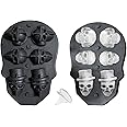 JETKONG 6 Cavity Skull Ice Maker Silicone Skull Shaped Ice Mold Skull Ice Cube Tray for Whiskey, Cocktails and Beverages