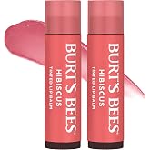 Burt's Bees Lip Tint Balm with Long Lasting 2 in 1 Duo Tinted Balm Formula, Color Infused with Deeply Hydrating Shea Butter for a Natural Looking Buildable Finish, Soft Hibiscus (2-Pack)