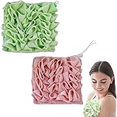 2pcs Loofah Cloth for Bar Soap,2-in-1 Shower Washcloth Loofah Washcloth Pink and Green, Bar Soap Pouch for Cleansing and Smooth Skin