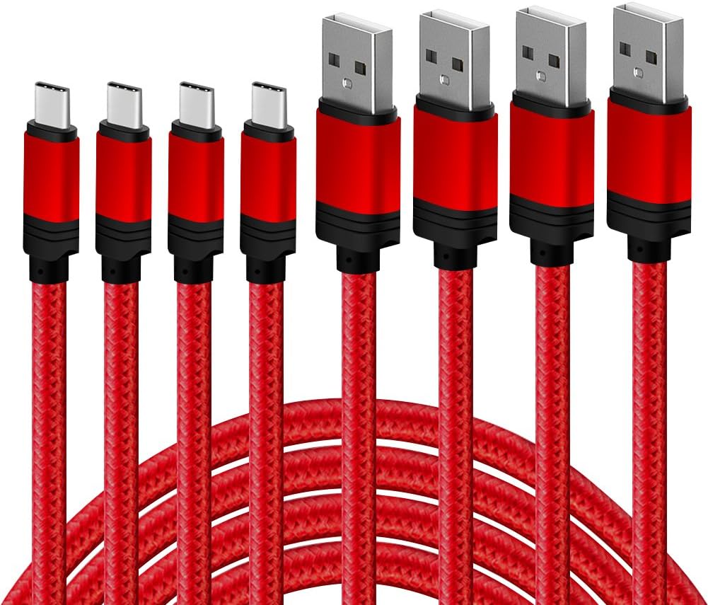 USB C Cable, (4PACK 1ft 3ft 6ft 10ft) USB C to USB A Charger, Type C to USB 3.0 Sync & Charging Cable/Cord for Samsung Galaxy S9 S8 Note 9, Pixel, LG V30 G6 G5, Nintendo Switch,ChromeBook ，OnePlus 5