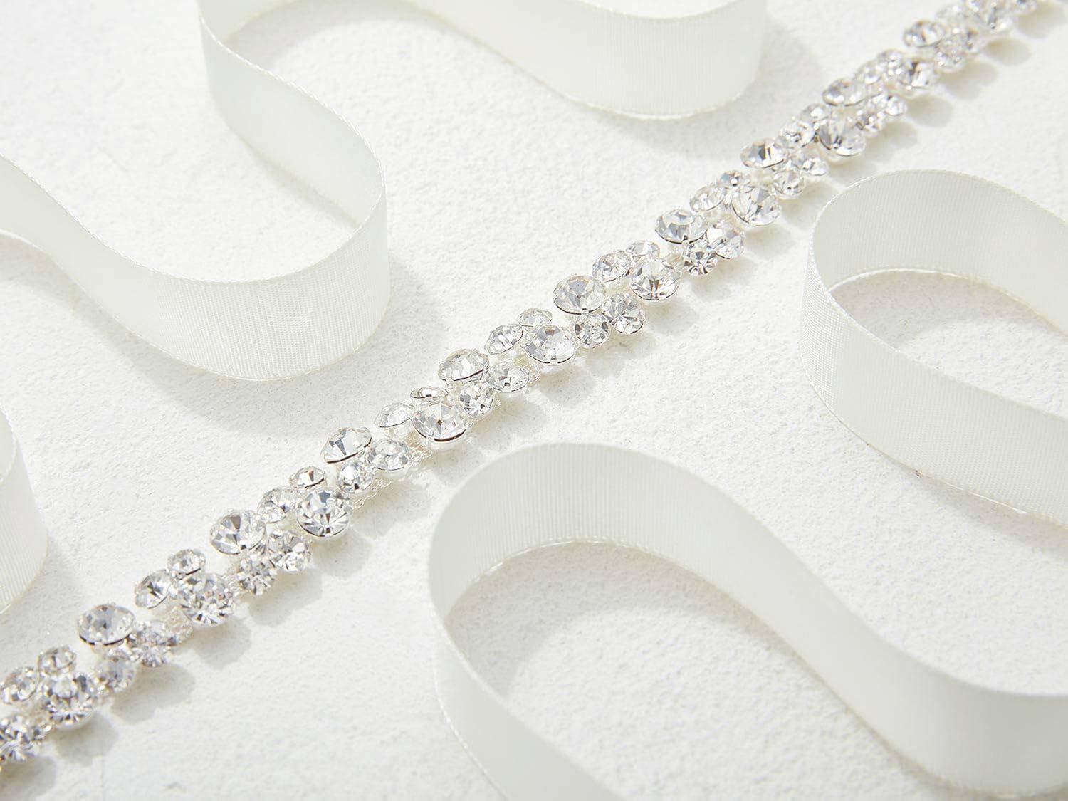 SWEETV Bridal Belt with Rhinestones Wedding Dress Belt Crystal Headband Bride Bridesmaids Sash, Silver at  Women’s Clothing store