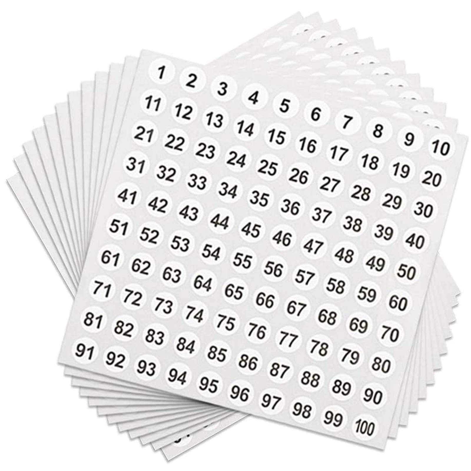 Dadabig 50 Sheets Number Label 0 to 100 Stickers with Round Number 5000 Pieces Numbered Labels Organization Inventory Storage