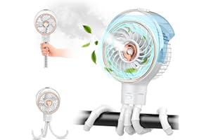 AUSIC Misting Baby Stroller Fan, 100ml Portable Misting Fan for Stroller, Outdoor Clip On Fans for Baby Detachable Tripod, Handheld Fans, Desk Fans, Cooling Fanes for Crib, Treadmill, Car Seat, Travel, Work