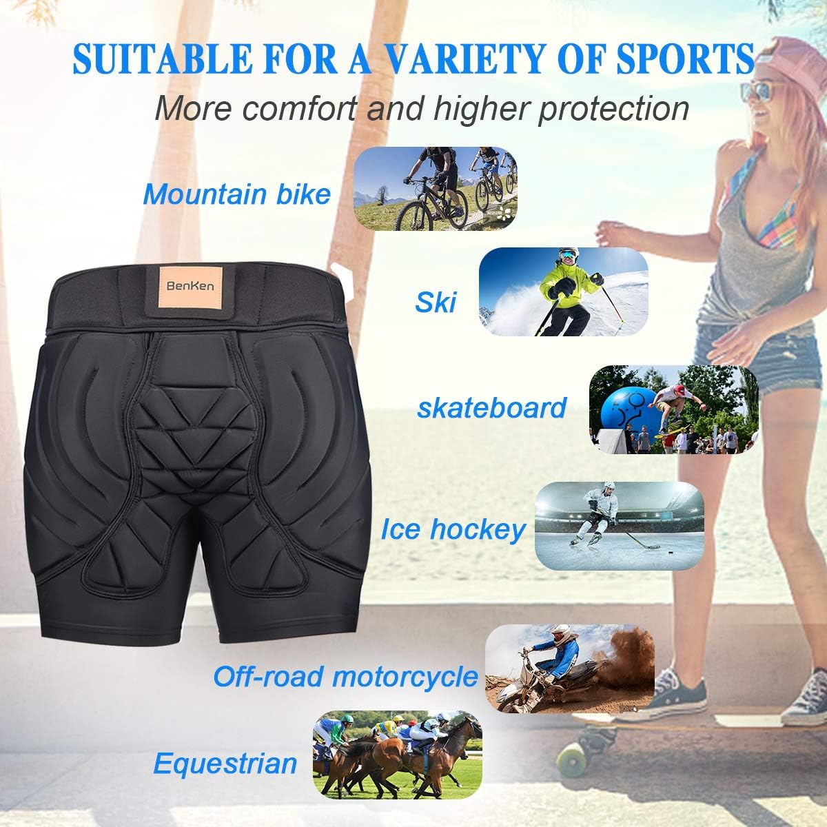 BenKen Hip Protective Padded Short Pants: Clothing
