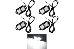 GZ5CG Led Rock Lights White 4 Pods 18LEDs 210 Degree Wide Angle IP68 Waterproof Aluminum Housing Underglow Underbody Lights 1