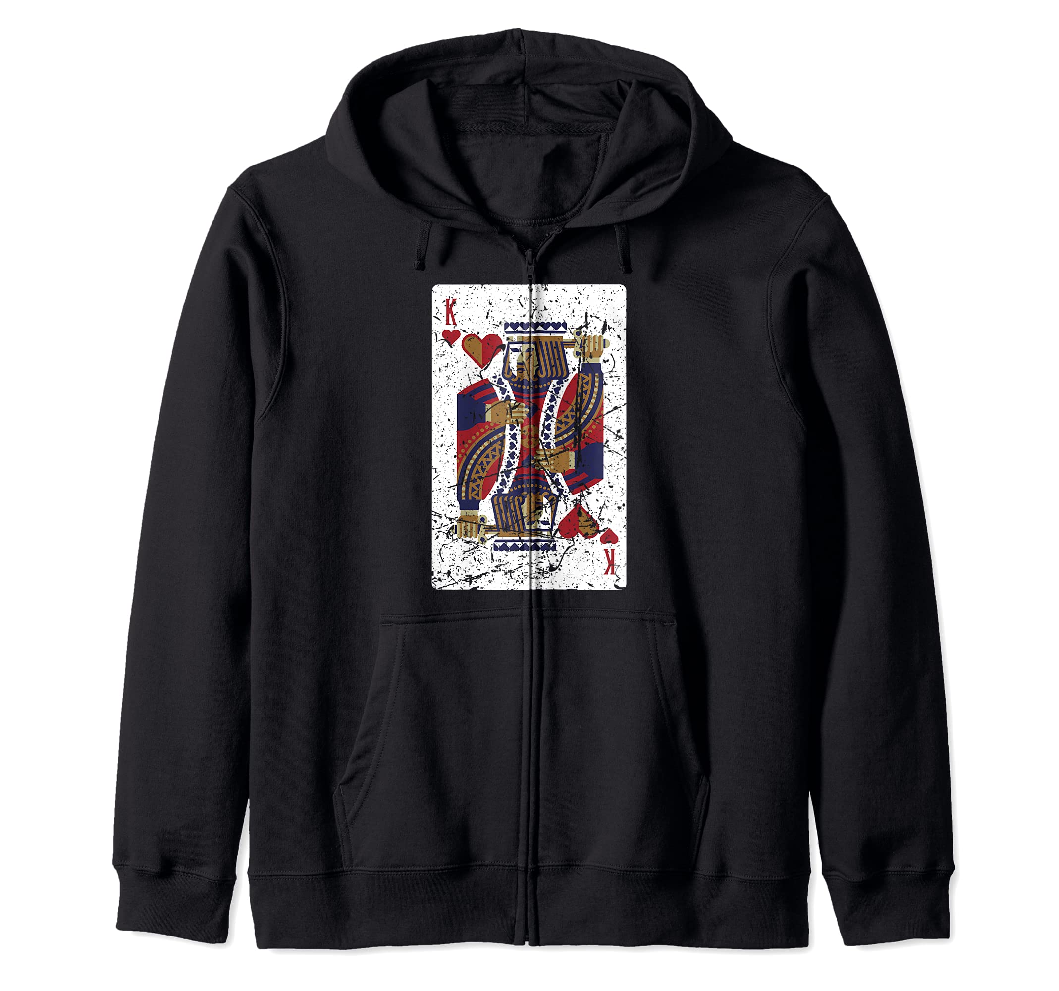 Funny Poker Player King Of Hearts Card Loves Gambling Zip Hoodie